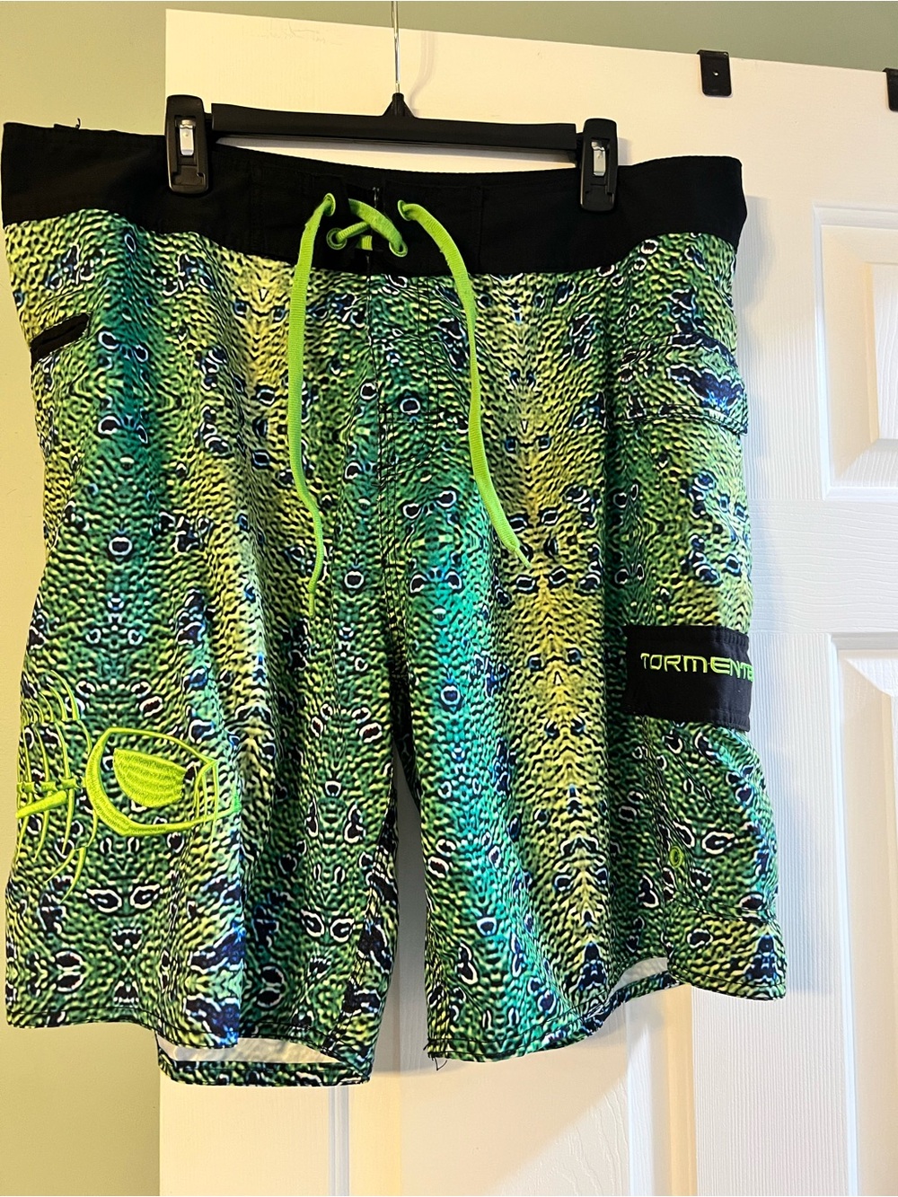 Men’s Neon Green & Blue Swim Board Shorts